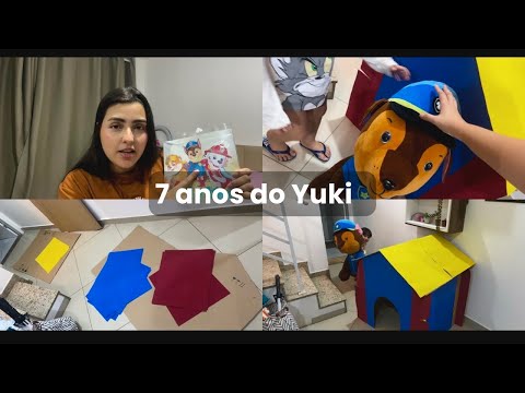 Preparativos de festa | casinha do Chase (de papelão ) |aniversário