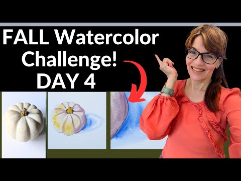 Fall Challenge Day 4 'Ghost' Pumpkin Autumn Squash (Watercolor Painting For Beginners!)