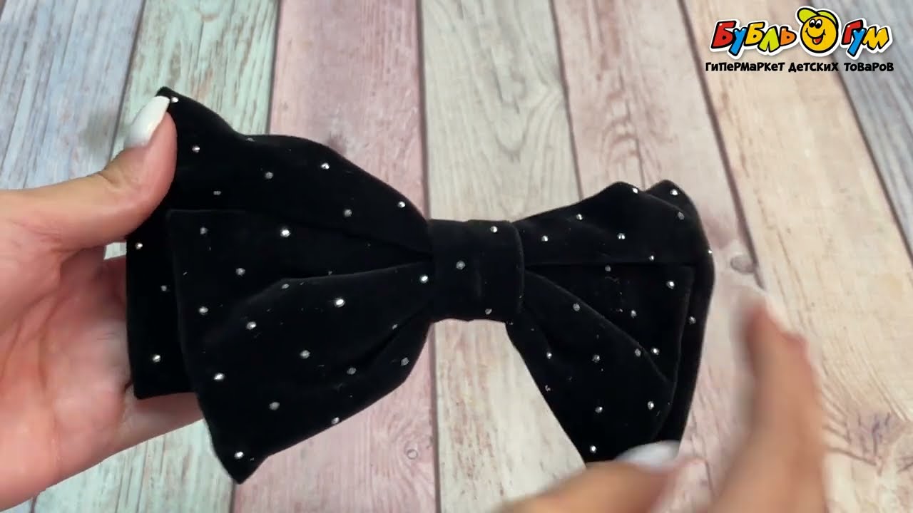 Заколка автоматическая бант бархатный черный - видео