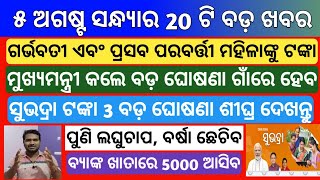 Today 5 august Evening News | Subhdra yojana apply online process | Odisha news today | kisan yojana