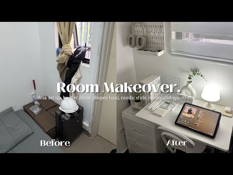 *small room makeover || desk set up, budget decor, shopee haul, nordic style, minimalist + aesthetic