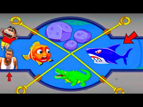 SHINCHAN and CHOP Saving FISH from EVIL SHARK | NOOB vs PRO vs HACKER In SAVE THE FISH | AMAAN-T