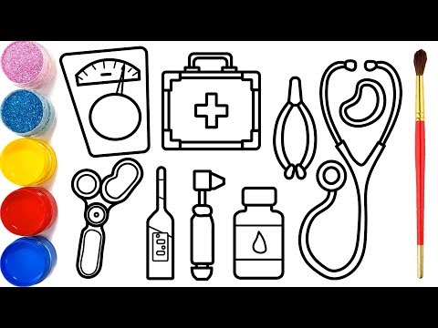 Vẽ đồ chơi bác sĩ và tô màu cho bé | Dạy bé vẽ | Dạy bé tô màu | Mainan Dokter Halaman Mewarnai