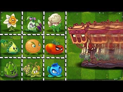 PVZ 2 Challenge - All New & Old Plants vs 50 Grinderhead Zombies Custom Speed