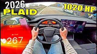 2026 TESLA MODEL S PLAID 1020HP // REVIEW on AUTOBAHN 100-200 in 4.xx