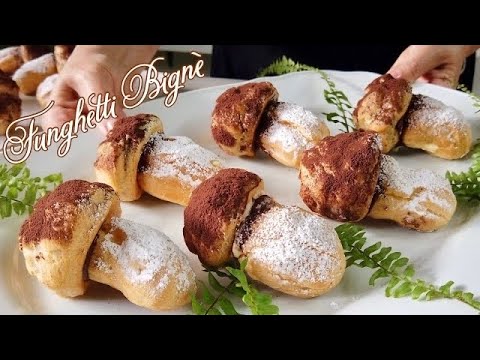 FUNGHETTI BIGNÈ PANNA  E CIOCCOLATO 🍄 di Pasta choux 🍄