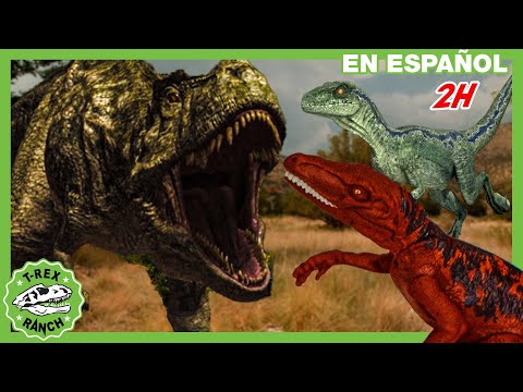 ¡Pelea de dinosaurios! T-Rex Gigante y Juguetes Sorpresa | Video de JUGUETES SORPRESAS para niños