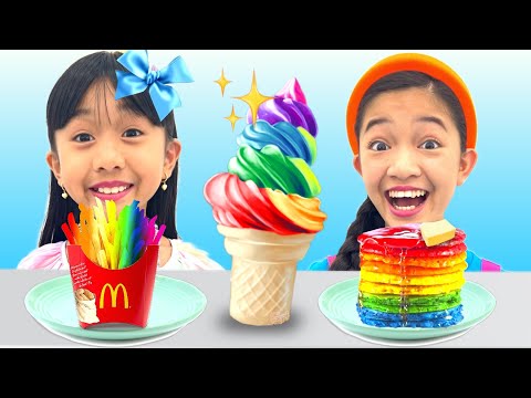 RAINBOW FOOD SWITCH UP CHALLENGE with KAYCEE & RACHEL | KAYCEE WONDERLAND