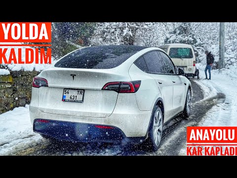 TESLA İLE KARDA YOLDA KALDIM! | YUKARI KÖYLERE ÇIKTIM | YOĞUN KAR YAĞIŞI VLOG