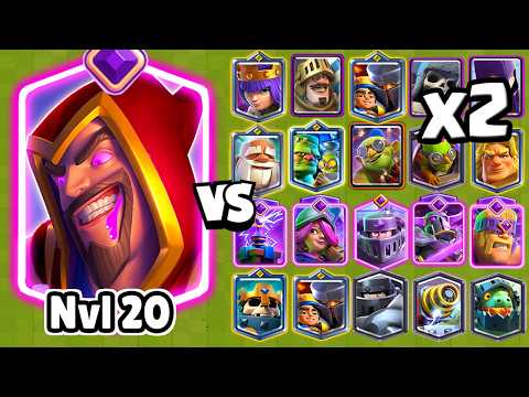 SUPER MAGO EVO NIVEL 20 vs TODAS LAS CARTAS x2 | Clash Royale