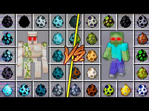 ALL ZOMBIE .EXE EGGS vs GOLEM .EXE EGGS - SKELETON ENDERMAN CREEPER HOW TO PLAY in MINECRAFT Battle