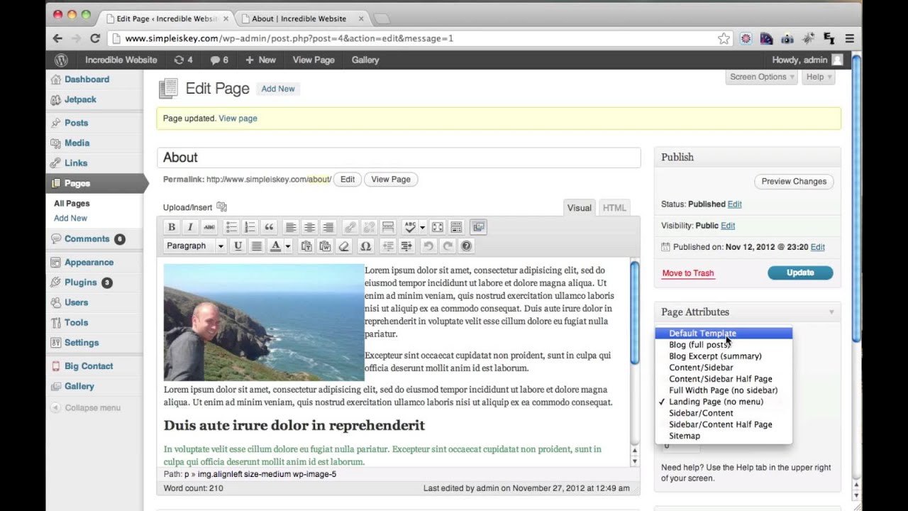 Using Wordpress Templates - Tyler Moore