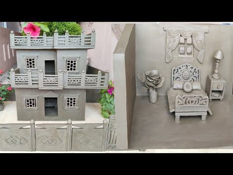 How to Build A Modern Clay House With Bedroom Interior Bed Side Table & Rose Making to Easy Way