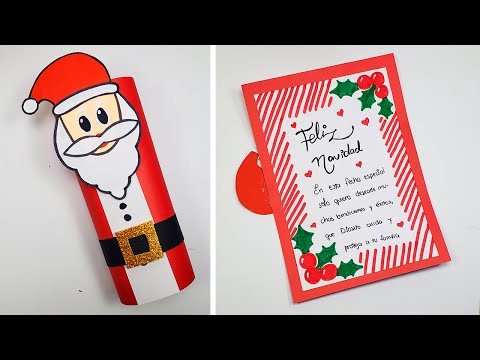 Tarjeta navideña enrollable fácil ❄️Ideas de tarjetas navideñas hechas a mano / Tarjeta navideña DIY