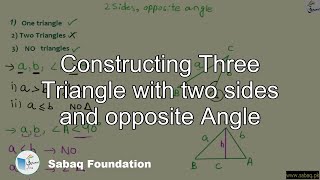 Constructing Three Triangle with two sides and opposite Angle