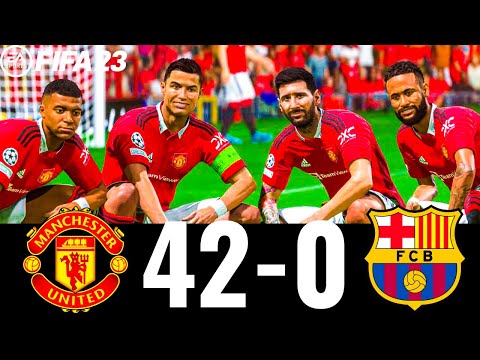 FIFA 23 - MESSI, RONALDO, MBAPPE, NEYMAR, ALL STARS | MAN UTD 42-0 FC BARCELONA  | UCL FINAL