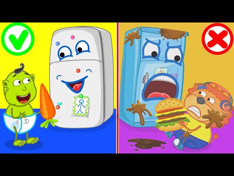 Lion Family 🍒 Learn Healthy Habits for Kids with Talking Refrigerator Cartoon for Kids