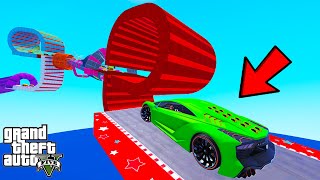 FRANKLIN TRIED MEGA CURVE LOOPS PARKOUR RAMP CHALLENGE GTA 5 | SHINCHAN and CHOP