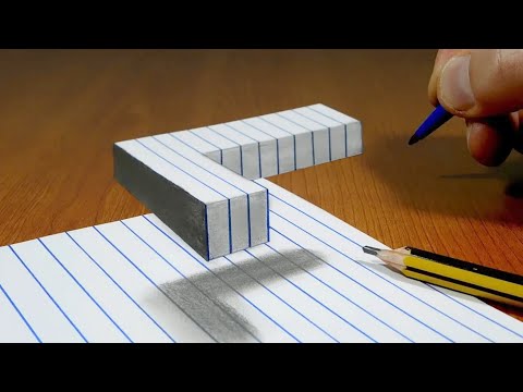 3D Trick Art On Line Paper, Floating Letter L