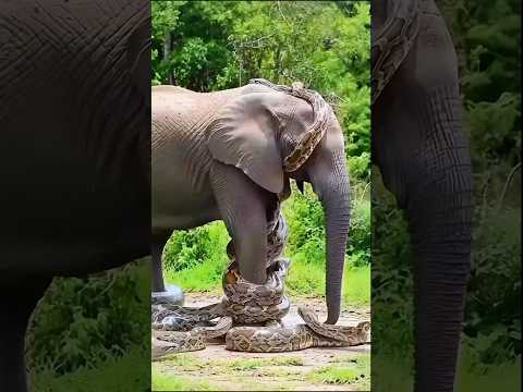 Elephant vs Snake 😱 #shorts #elephant #anaconda