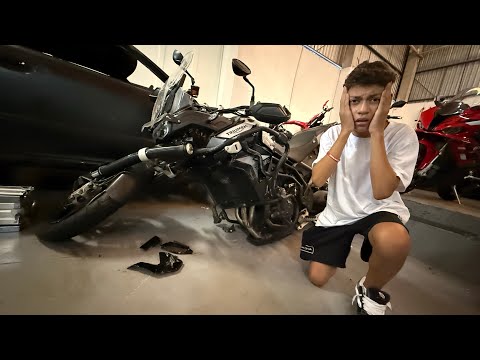 A REAÇÃO DO MEU FILHO JOTINHA AO VER A MINHA MOTO TIGER 900 DEPOIS DO ACIDENTE