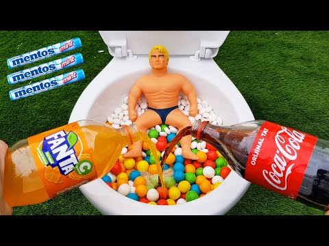 EXPERIMENT !! Stretch Armstrong VS Toilet, Coca Cola, Fanta, Gummy and Mentos