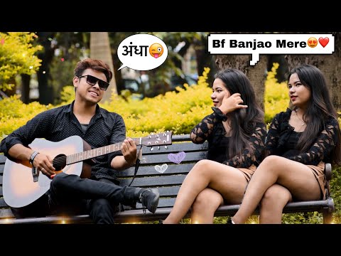 Blind (अंधा) Singing Randomly 90’s Hits Old Songs Mashup In Public | Prank On Cute Girl | Jhopdi K