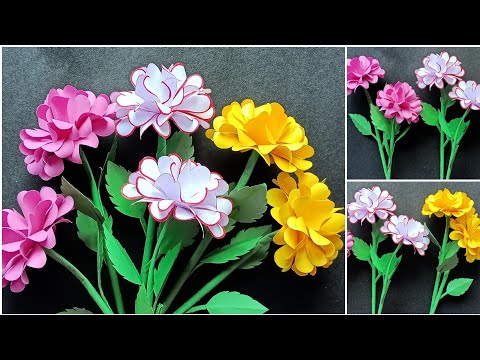 Paper flower making flower 🌹|| Handmade paper flower design || Paper crafts || DIY home decor 🏡