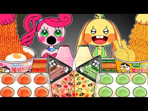 Convenience Store Food VS Bunzo Bunny & Mommy long legs Poppy Playtime MUKBANG COMPLETE EDITION!