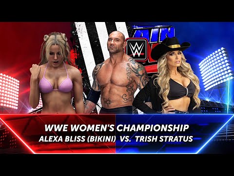 WWE Main Event Alexa Bliss VS Trish Stratus 🛑 Refree Batista