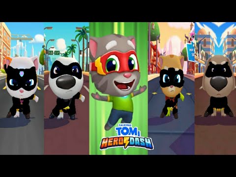 TALKING TOM HERO DASH -- TOTAL ALL HERO BLACK BOSS FIGHT AND SUPER HERO TOM BOSS FIGHT CLASSIC RUN