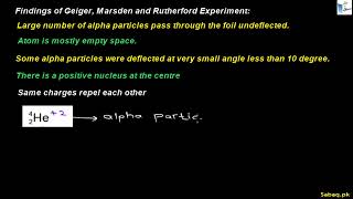 Findings of Geiger-Marsden Rutherford's Gold Foil Experiment