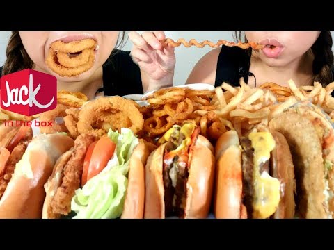 *No Talking* ASMR JACK in the BOX Mukbang 먹방 Double Bacon Cheeseburger Curly Onion Rings suellASMR