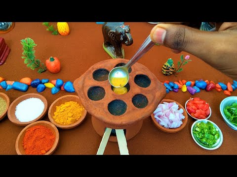 Miniature Egg Paniyaram | Miniature Cooking | Egg Paniyaram Recipe | Mini Food