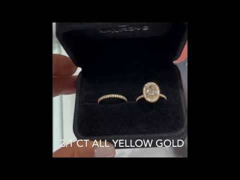 2.10 ct Oval Diamond Yellow Gold Ring w/Matching Band