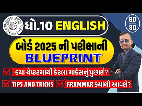 English Blueprint 2025 Std 10 Board Exam | #blueprint #dhoran10 #boardexam2025  #std10english #std10