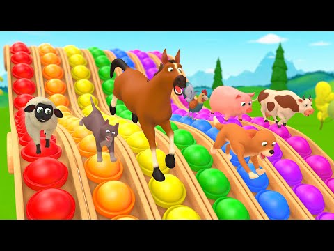 Baby LEARN COLORS with PopIt Slider & RAINBOW SONG | Farm Animals Nursery Rhymes for Kids & Toddlers