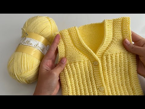 1 YUMAKTAN TEK PARÇA BEBEK YELEĞİ ANLATIMI🌼YENİ DOĞAN BEBEK YELEĞİ🌼#knittingdesignforbaby #knitting
