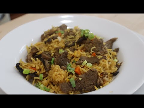 Cómo preparar un delicioso Arroz con carne  de res y vegetales.