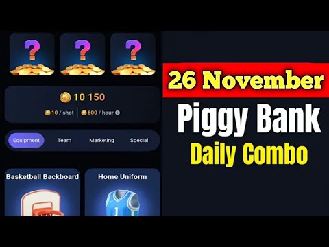 Piggy Bank Daily Combo 26 November | Piggy Bank Combo Today | Piggy Bank Airdrop