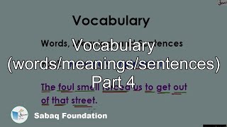 Vocabulary (words/meanings/sentences) Part 4