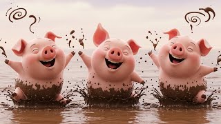 Three Little Giggling Pigs Roll in the Mud
