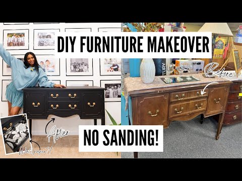 PAINT FURNITURE WITHOUT SANDING l PAINTING FURNITURE BLACK l DIY FURNITURE MAKEOVER