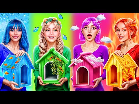 On Construit une Mini-Maison! Fille de la Terre, du Feu, de l’Air et de l’Eau dans la vraie vie !