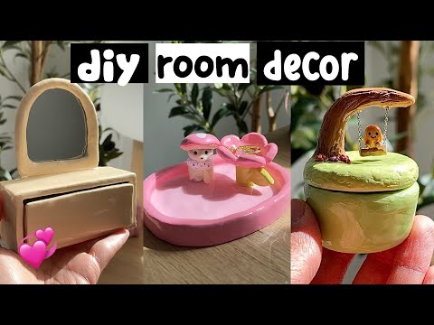 DIY Air Dry Clay Ideas - 3 Cute & Easy Room/Desk Decor Crafts!