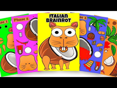 Sprunki Italian brainrot meme Burbaloni Luliloli Phases 1vs2vs3vs4 | Brainrot Paper Sticker Book