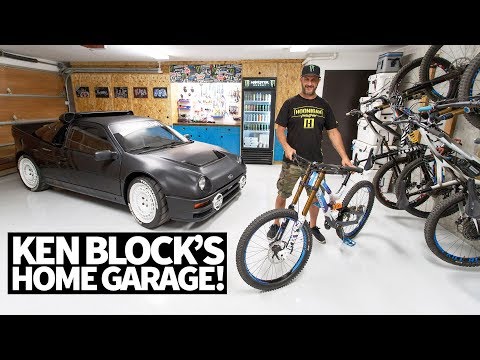 Ken Block's Ultimate Home Garage: Downhill Mountain Bikes, Ford RS200, and More!