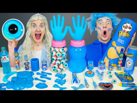 Blue Food Challenge 블랙 푸드 챌린지 ASMR Mukbang Dessert by HAHADO