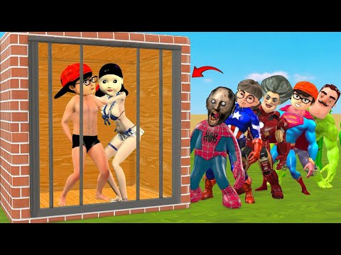 Scary Teacher 3D vs Squid Game Help Nick & Doll Escape Iron Cage in 5 Time Captivity Challenge