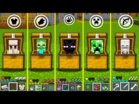 HOW TO CATCH ALL MOBS IN A CHEST IN MINECRAFT - BATTLE HOW TO PLAY ZOMBIE CREEPER ENDERMAN SKELETON